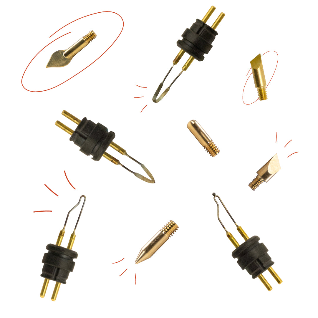 Wire tip and threaded wood burning points