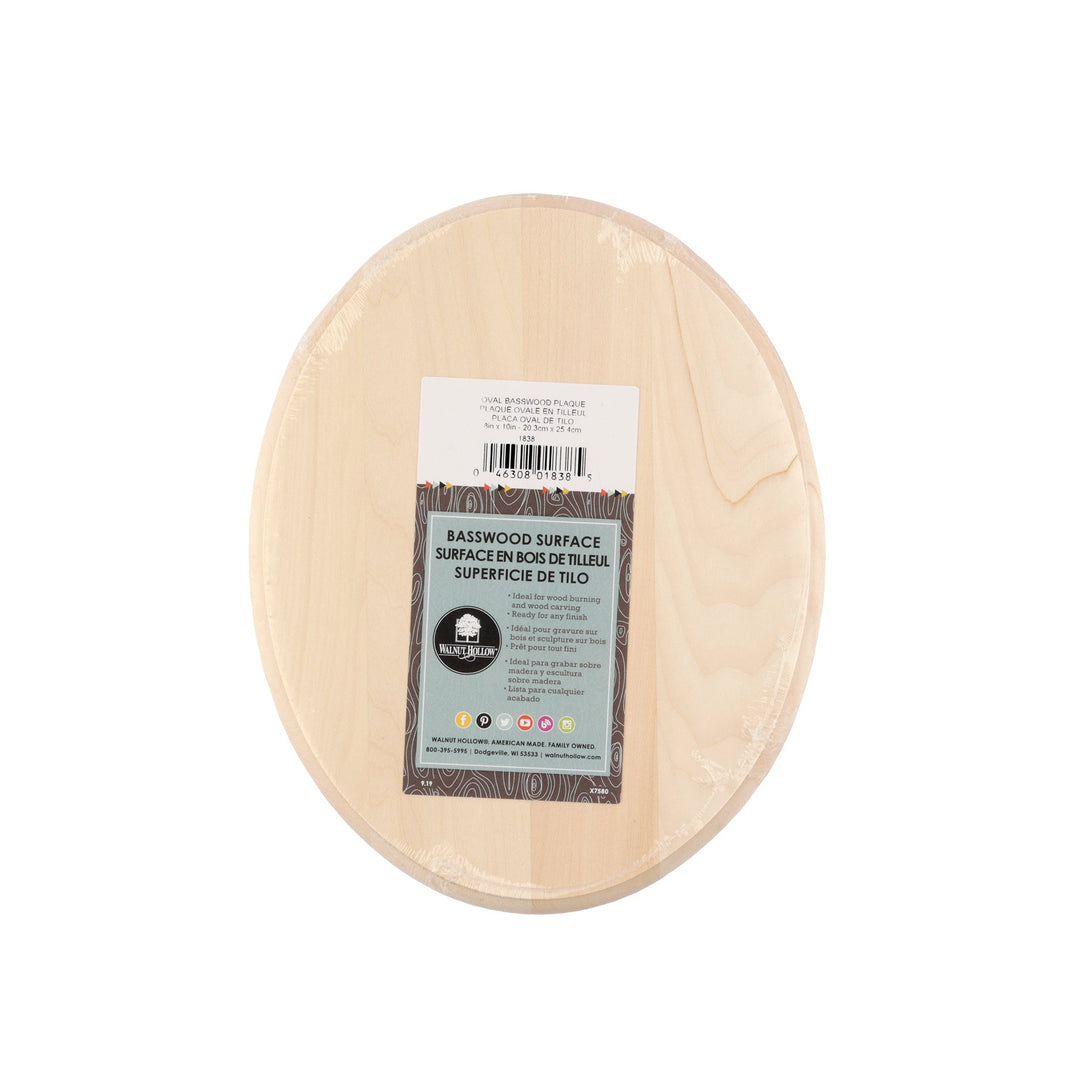 Basswood Oval Plaque, 8 in. x 10 in. x 3/4 in.
