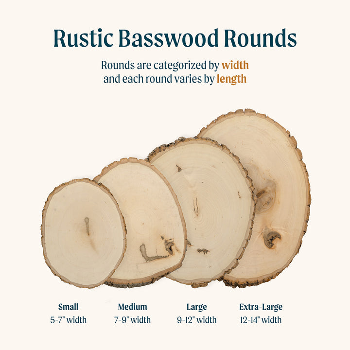 Rustic Basswood Round, Extra Large 12-14" Wide