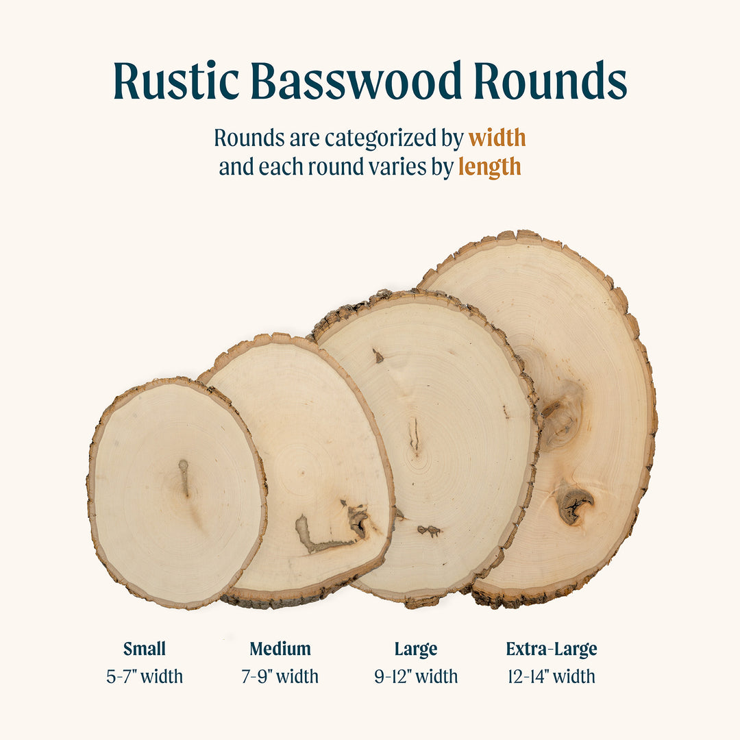 Rustic Basswood Round, Small 5-7" Wide