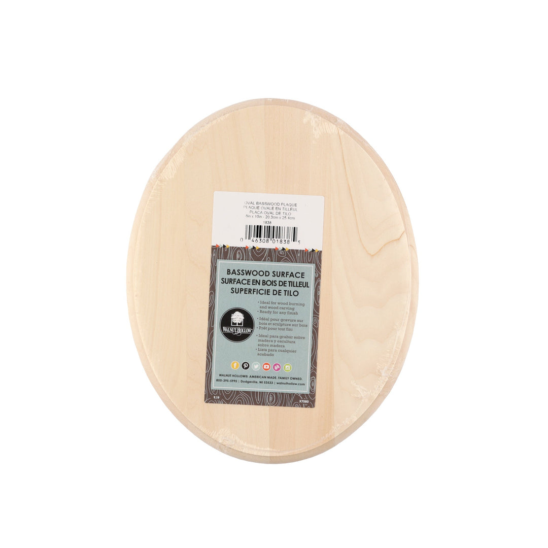 Basswood Oval Plaque, 8" x 10" x 3/4"