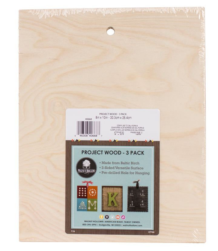 Project Wood - Birch Plywood 3-pack, 8" x 10" x 1/8"