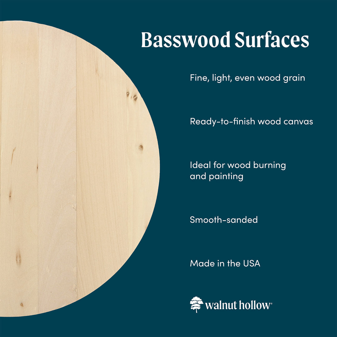 Basswood surfaces ideal for wood burning and painting