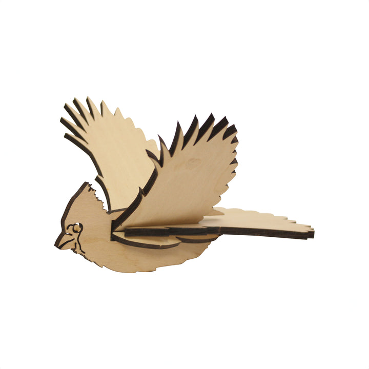 3D Wooden Bird, Cardinal