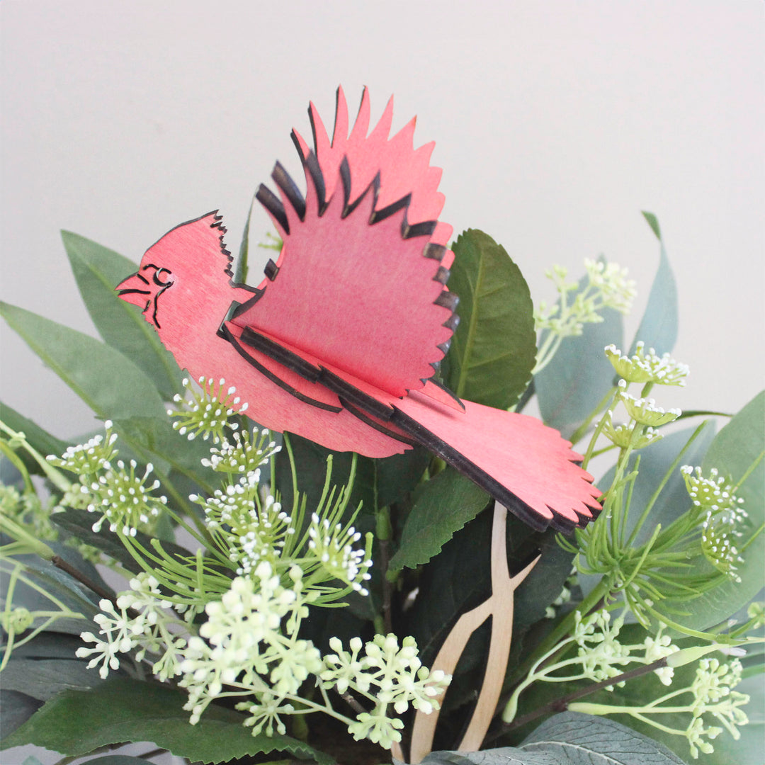 3D Wooden Bird, Cardinal