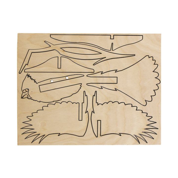 3D Wooden Bird, Cardinal
