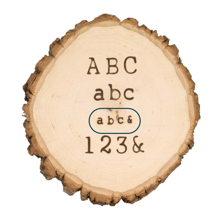 Mini HotStamps Lowercase Alphabet Set + Wood Burning Tool + Basswood Round Small Bundle