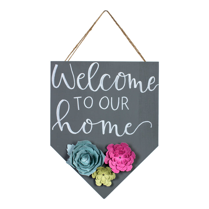 Basswood pentagon made from wood in a pendant shape welcome home sign