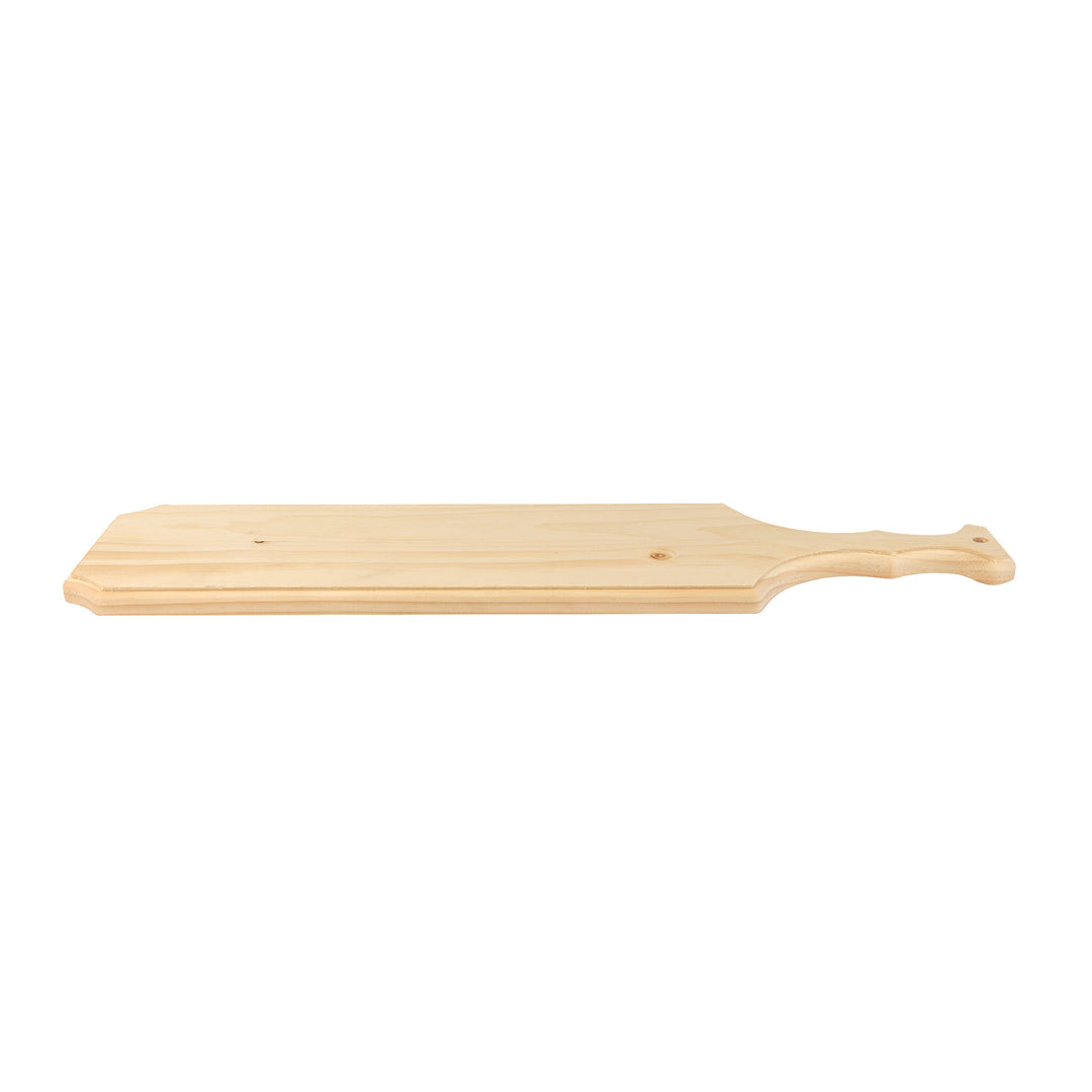Elegant Greek-inspired pine paddle, artisan-crafted with smooth curves and rich wood tones for a timeless and stylish aesthetic