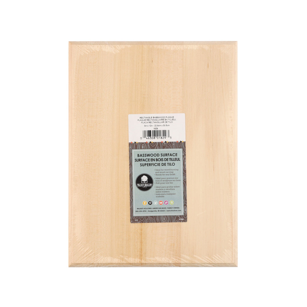 Basswood Plaque, 9 in. x 12 in. x 3/4 in.
