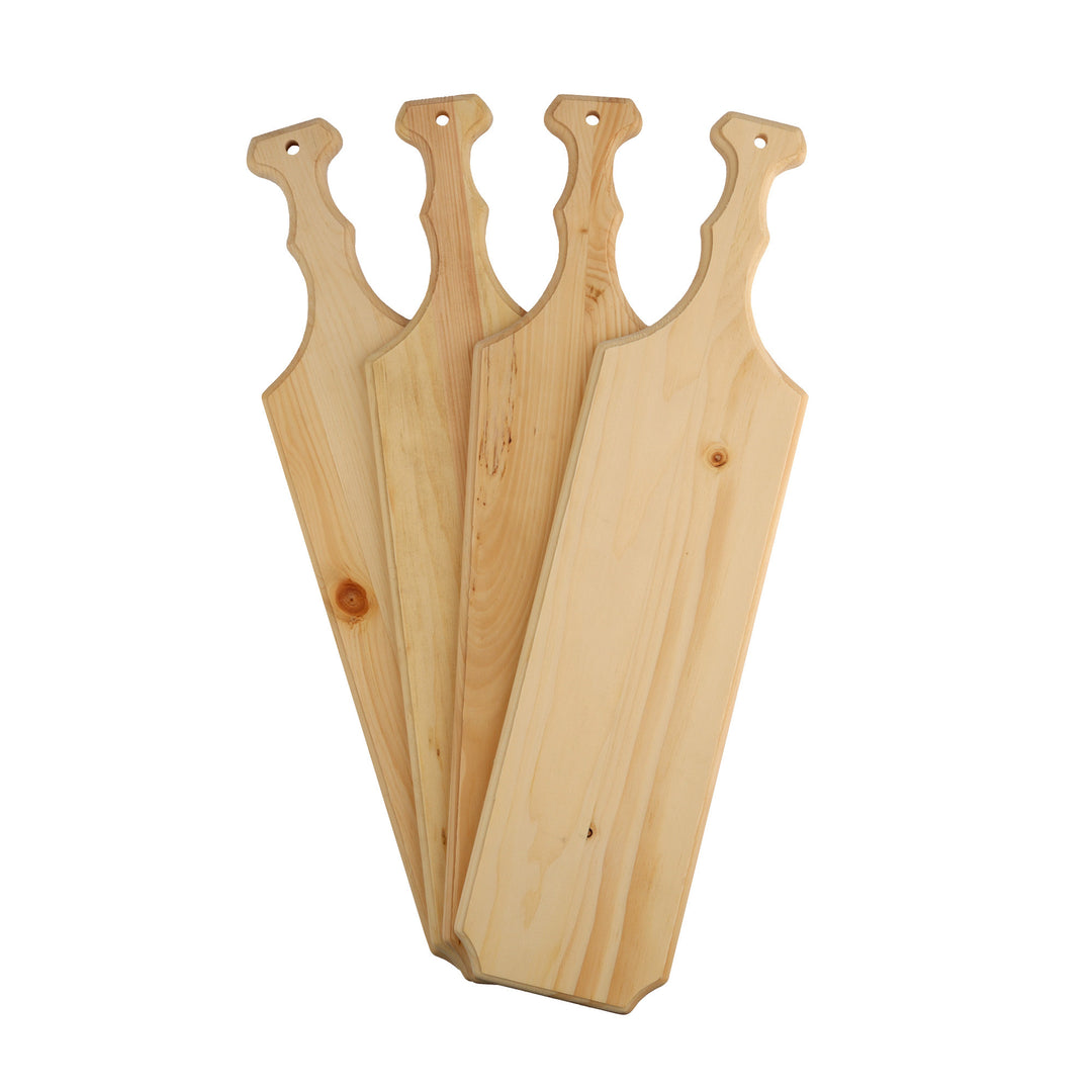 4 pack of Elegant Greek-inspired pine paddle, artisan-crafted with smooth curves 